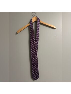 Cape Cod Neckware Owl Elegant Purple and Gold Men's Tie Silk